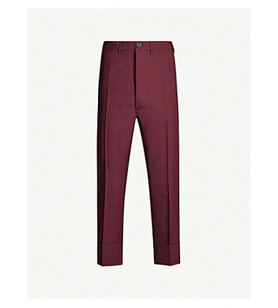 Shop Vivienne Westwood Puppytooth Cropped Wool Trousers In Red Navy