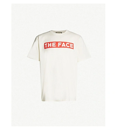 Shop Gucci The Face Cotton-jersey T-shirt In Milk  Red