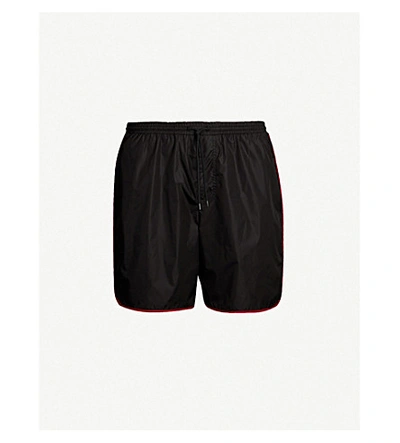 Shop Gucci Side-stripe Swim Shorts In Black