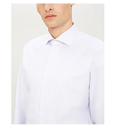 Shop Canali Checked Regular-fit Cotton Shirt In Purple