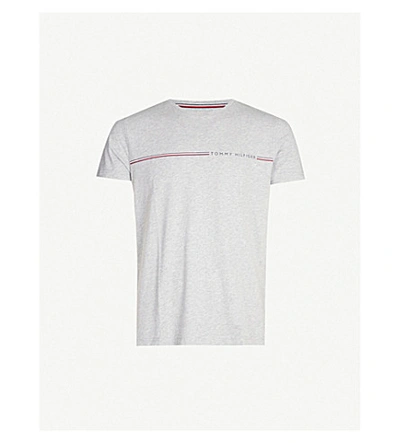 Shop Tommy Hilfiger Logo-print Cotton-jersey T-shirt In Grey