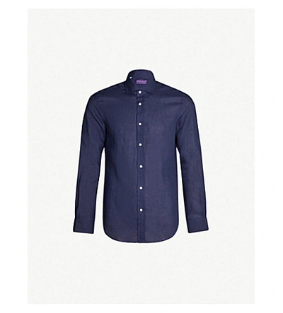 Shop Ralph Lauren Regular-fit Linen Shirt In Navy