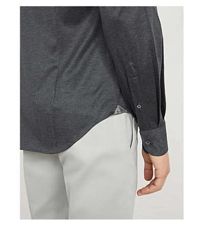 Shop Corneliani Regular-fit Cotton-jersey Shirt In Grey