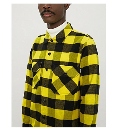 Shop Sandro Lumber Checked Relaxed-fit Cotton Shirt In Yellow