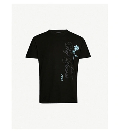 Shop Raf Simons Graphic-print Cotton-jersey T-shirt In Black