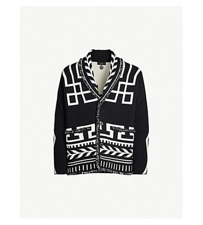 Shop Alanui Graphic-intarsia Cashmere Cardigan In Black White
