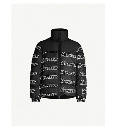 Shop Moncler Faiveley High-neck Brand-print Nylon Jacket In Black Print