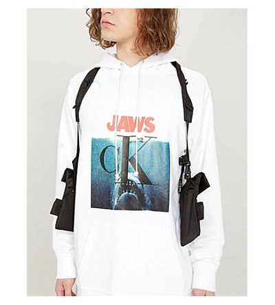 Shop Calvin Klein 205w39nyc Jaws Cotton-jersey Hoody In White