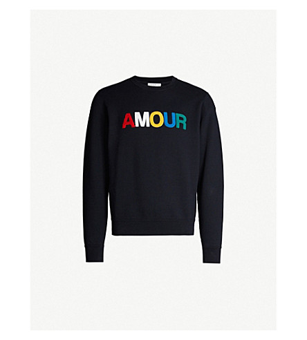 Sandro Amour Cotton-jersey Sweatshirt In Navy Blue | ModeSens