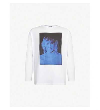 Shop Raf Simons Laura Dern Graphic-print Cotton-jersey Top In White