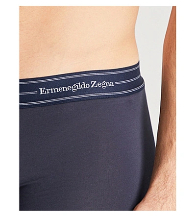 Shop Ermenegildo Zegna Mens Dark Blue Modern Core Slim-fit Stretch-cotton Trunks
