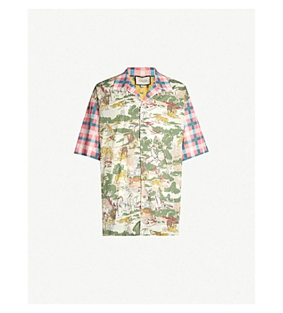Shop Gucci Feline Delight Relaxed-fit Cotton Shirt In Multi