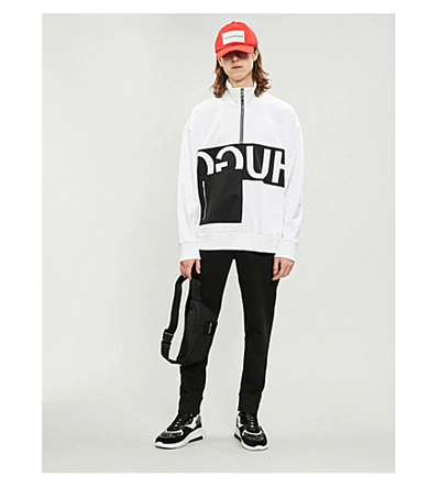 Shop Hugo Logo-print Cotton-jersey Sweatshirt In White