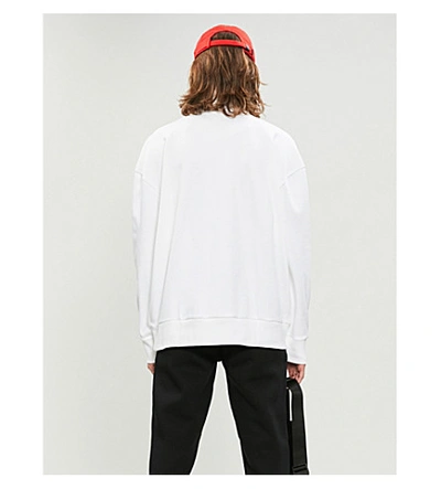 Shop Hugo Logo-print Cotton-jersey Sweatshirt In White