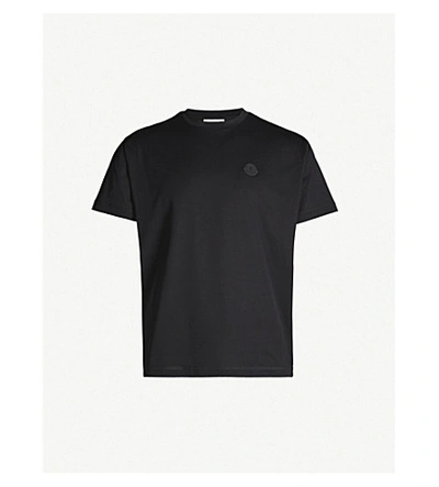 Shop Moncler Logo-appliquéd Cotton-jersey T-shirt In Black