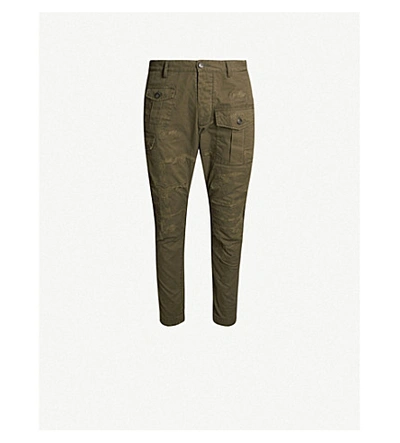 Shop Dsquared2 Military Mid-rise Straight-leg Cotton Trousers