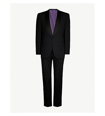 Shop Ralph Lauren Shawl-collar Regular-fit Wool Tuxedo In Black