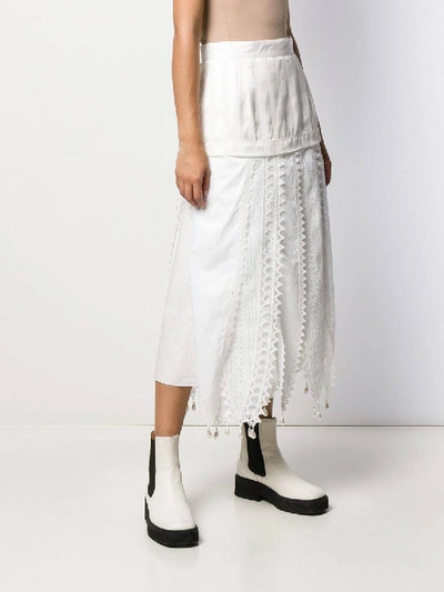 Shop Loewe White Midi Skirt