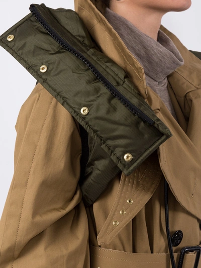 Shop Sacai Double-breasted Trench Coat In Brown
