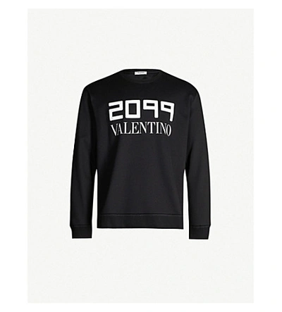 Shop Valentino 2099-print Cotton-blend Sweatshirt In Black