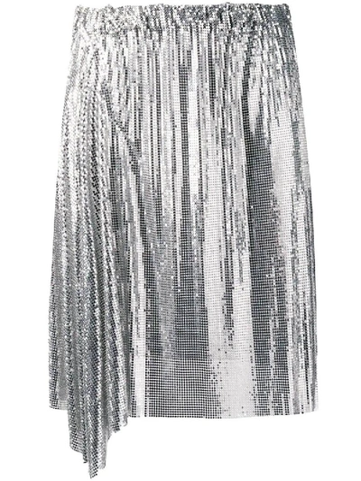 Shop Rabanne Silver Draped Mini Skirt