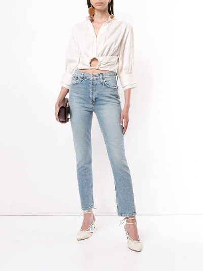 Shop Re/done Light Blue Cotton High-rise Skinny Jeans