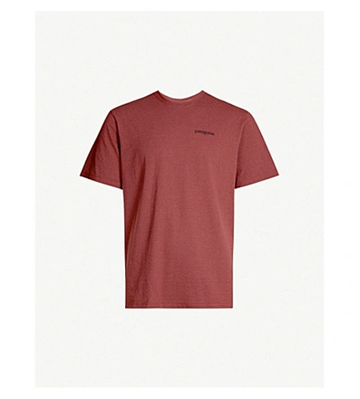 Shop Patagonia Fitzroy Horizon Recycled Cotton-blend Jersey T-shirt In Oxide Red