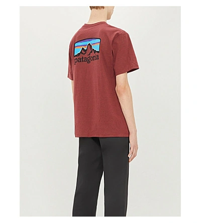 Shop Patagonia Fitzroy Horizon Recycled Cotton-blend Jersey T-shirt In Oxide Red
