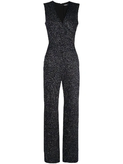 Shop Balmain Flared Glittered Jumpsuit