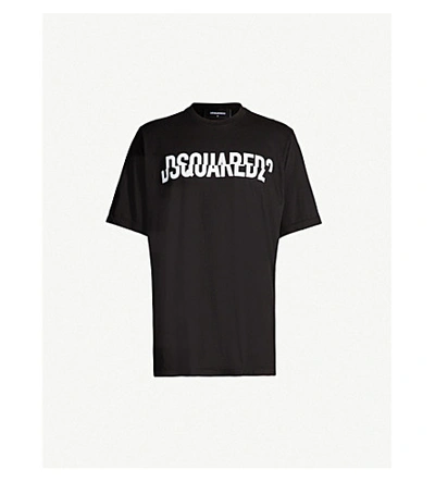 Shop Dsquared2 Sliced Logo-print Cotton T-shirt In Black