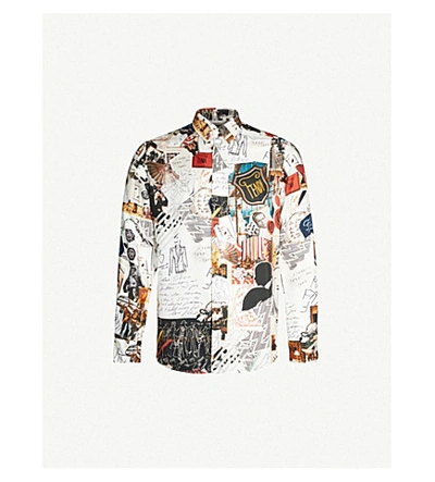 Shop Fendi Karl Collage-print Regular-fit Silk Shirt In Multi