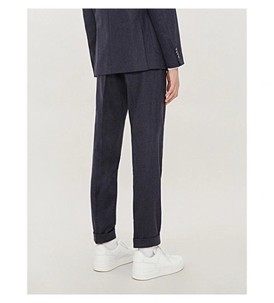Shop Oscar Jacobson Dean Tapered Slim-fit Wool Trousers In Blue
