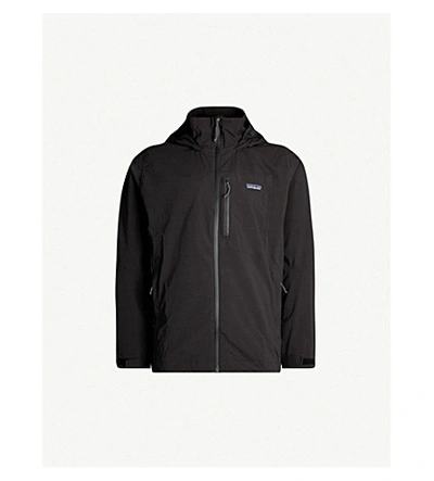 Shop Patagonia Quandary Funnel-neck Hooded Shell Jacket In Black