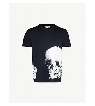 Shop Alexander Mcqueen Skull-print Cotton-jersey T-shirt In Black Mix