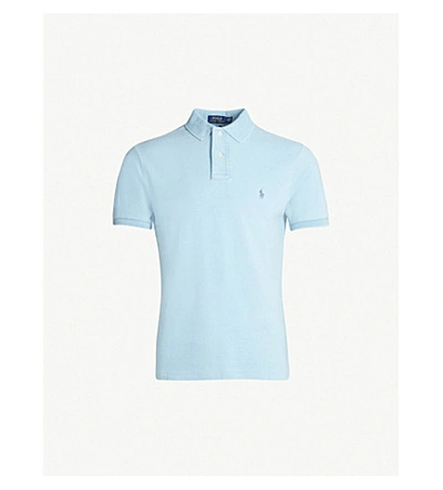 Shop Polo Ralph Lauren Logo-embroidered Cotton-piqué Polo Shirt In Light Indigo