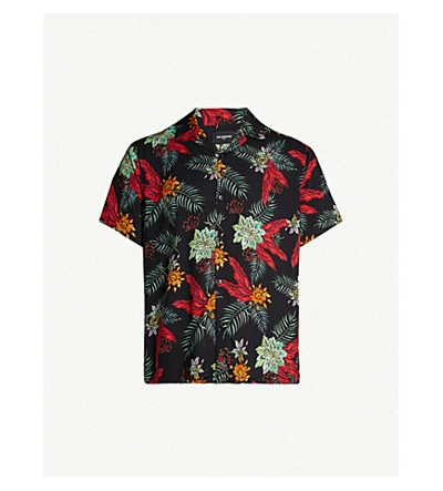 Shop The Kooples Floral-print Relaxed-fit Woven Shirt In Blaw7