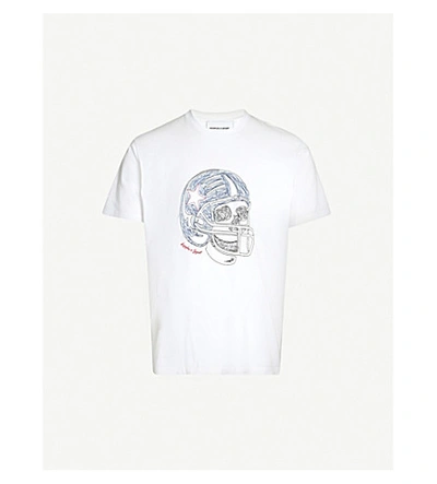 Shop The Kooples Skull-print Cotton-jersey T-shirt In Whi01