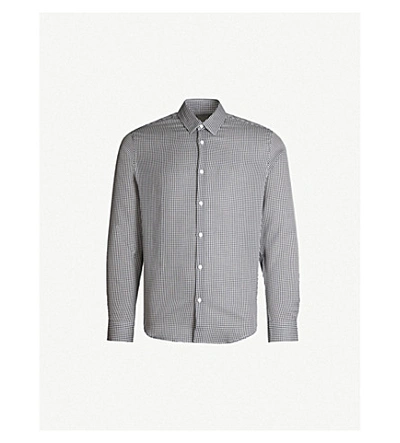 Shop Sandro Checked Cotton Shirt In Navy Blue