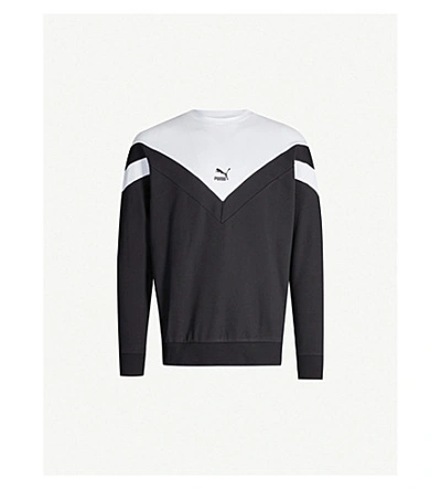 Shop Puma Logo-print Cotton Sweatshirt In Black