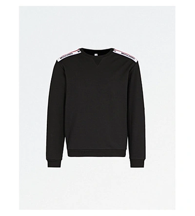 Shop Moschino Logo-tape Cotton-jersey Sweatshirt In Black