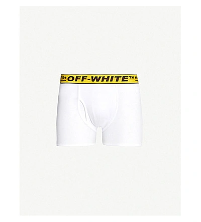 Shop Off-white Logo-print Regular-fit Stretch-cotton Boxers In White Yellow