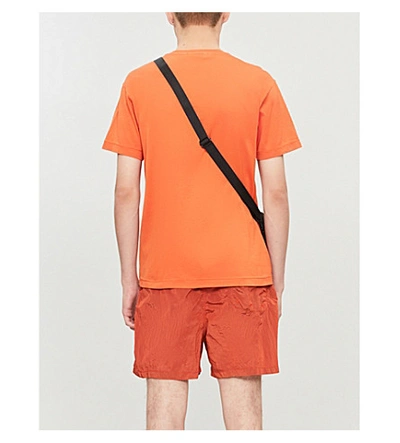 Shop Stone Island Logo-patch Cotton T-shirt In Orange