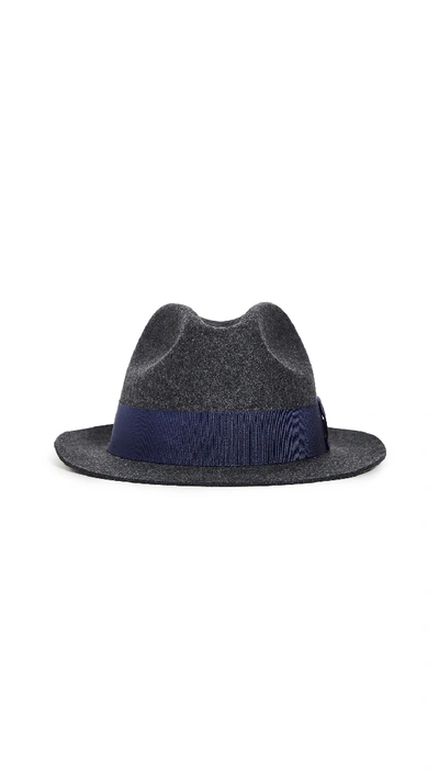 Shop Paul Smith Multi Tab Trilby Hat In Grey