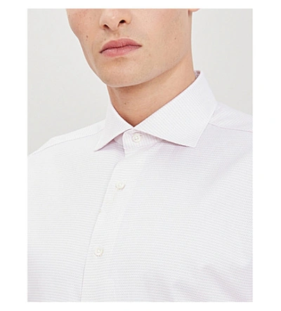 Shop Canali Checked Regular-fit Cotton Shirt In Pink