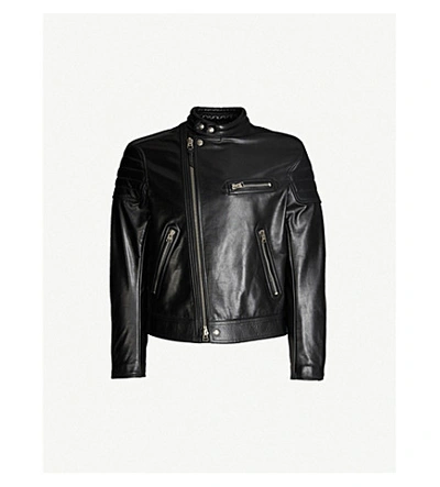 Shop Tom Ford Zip-up Leather Biker Jacket In Black