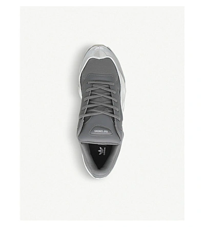 Shop Adidas Originals Ozweego Leather And Metallic Trainers In Grey Silver