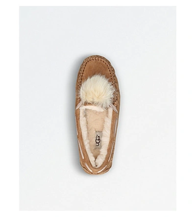 Shop Ugg Dakota Wool-lined Suede Pom Pom Slippers