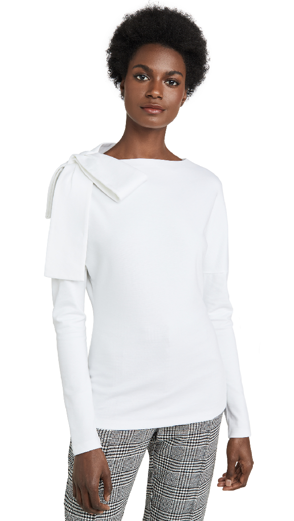 Victoria Victoria Beckham Bow Shoulder Knitted Top In White | ModeSens