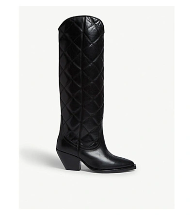 Shop Sandro Roy Leather Knee High Boots In Black