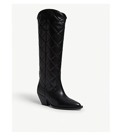 Shop Sandro Roy Leather Knee High Boots In Black